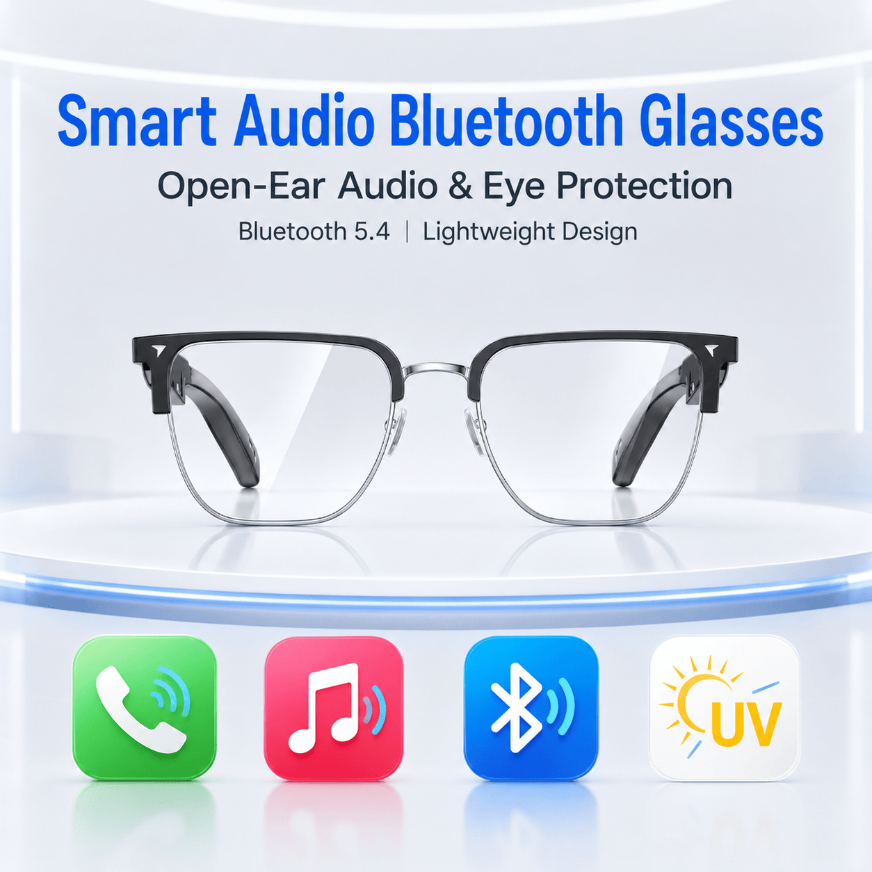 Gaming Glasses Blue - AIMB V2 Smart Bluetooth Glasses Blue