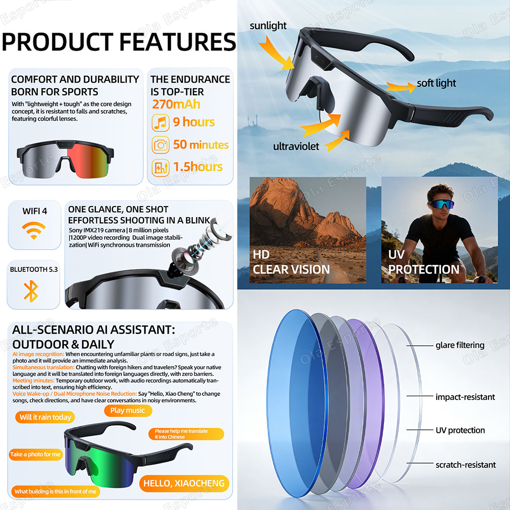 Smart Glasses bluetooth camera - Esports Gaming Video 评论和价格
