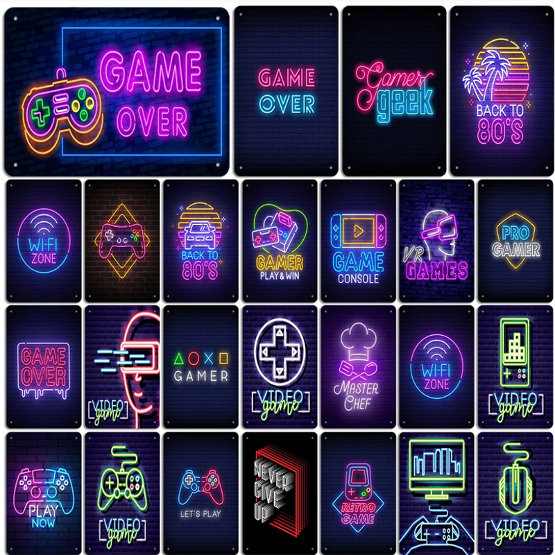 Neon Video Game Metal Tin Sign - Esports Gaming Bar 评论和价格