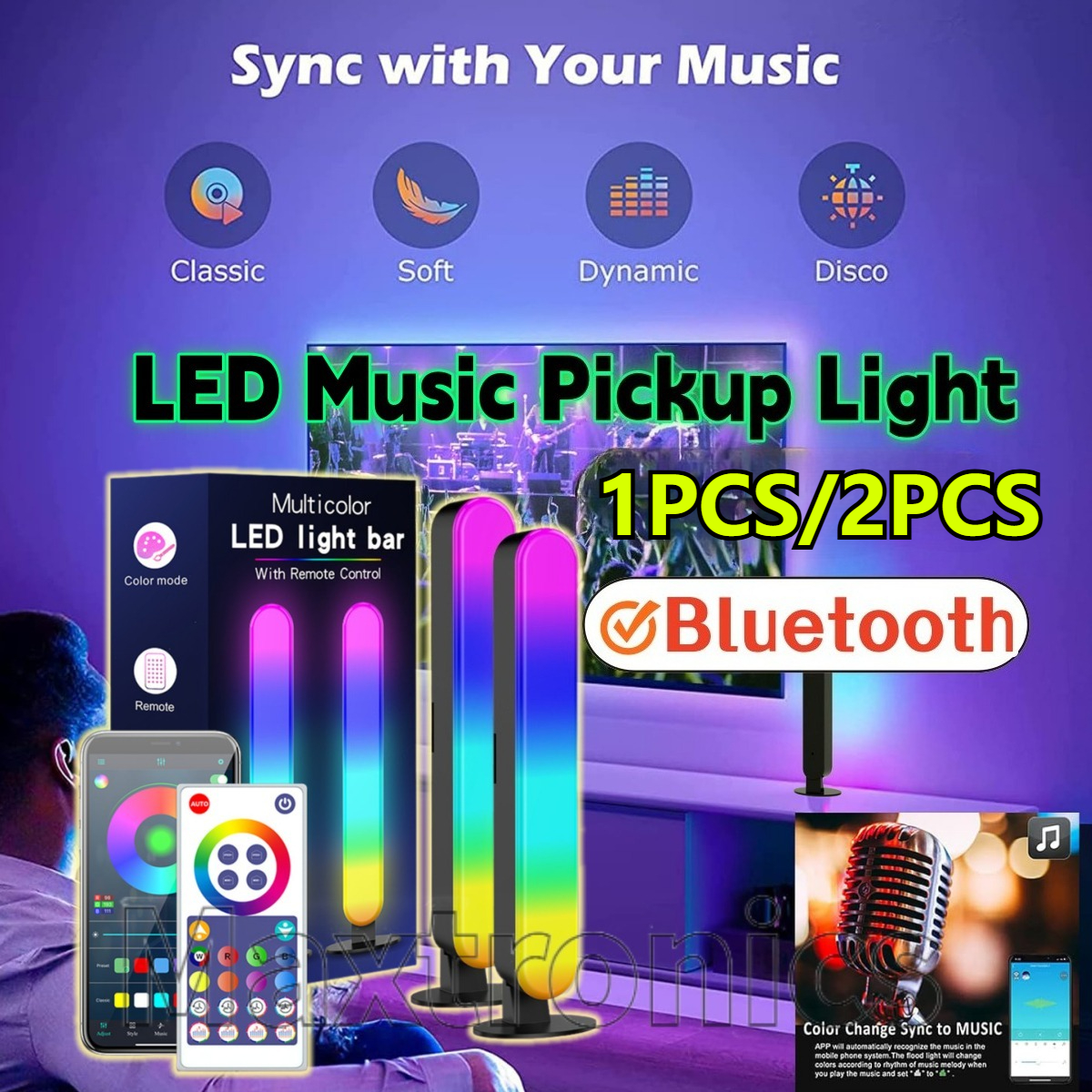 LED Music Pickup Light RGB Col - Esports Gaming Remote 评论和价格